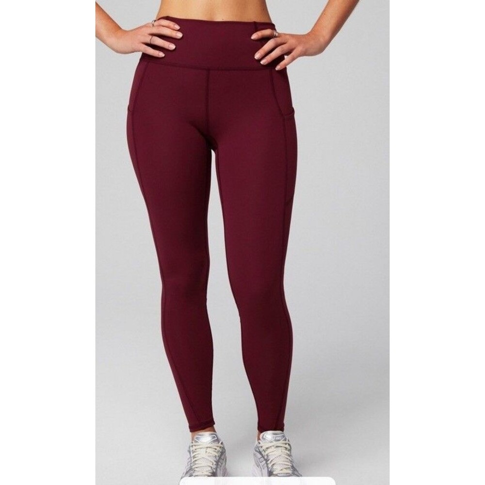 Fabletics Oasis PureLuxe 7/8 High Waisted Leggings Merlot Pockets L